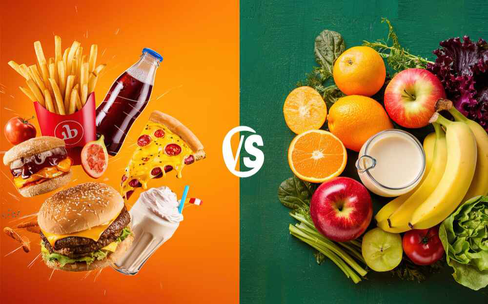 Fast foods vs healthy quick food recipes comparison