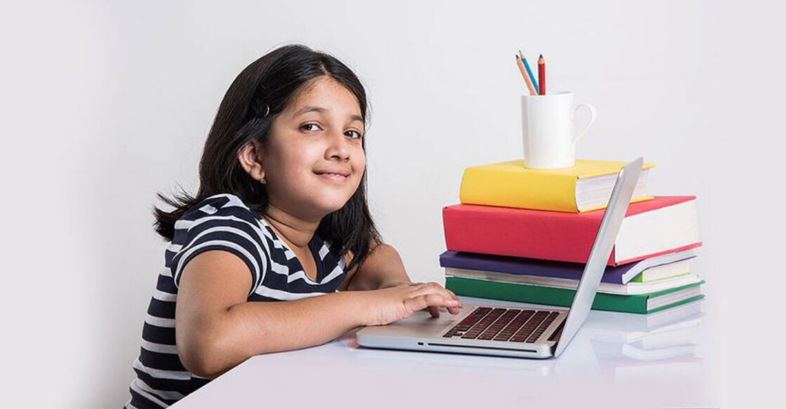 Student using a refurbished or renewed laptops during online class.