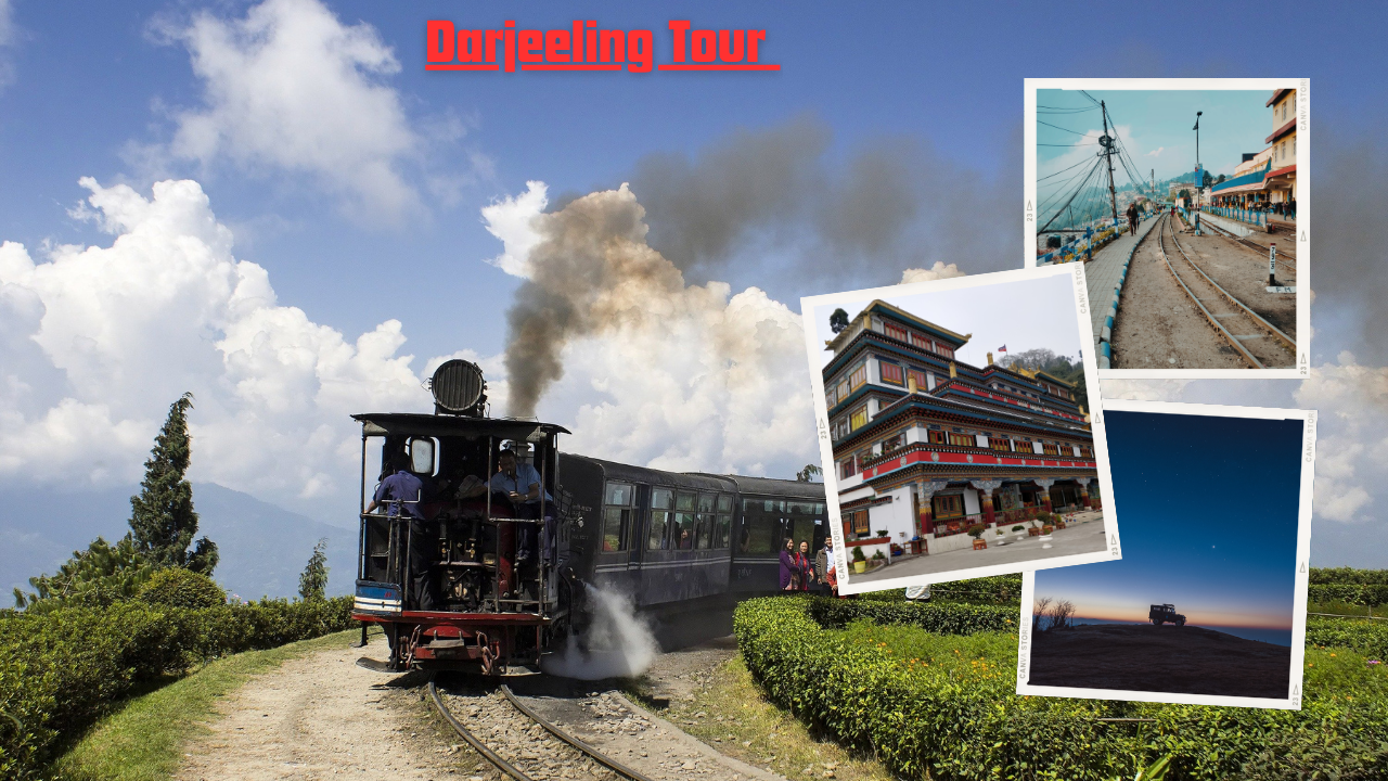 Darjeeling tour thumbnail showing toy train, tea garden and scenic hill views