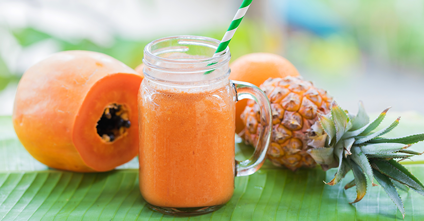 papaya pineapple weight loss smoothie with tropical fruits
