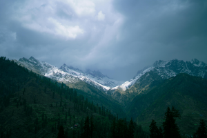 Snow-covered Himalayan mountains with clear blue sky