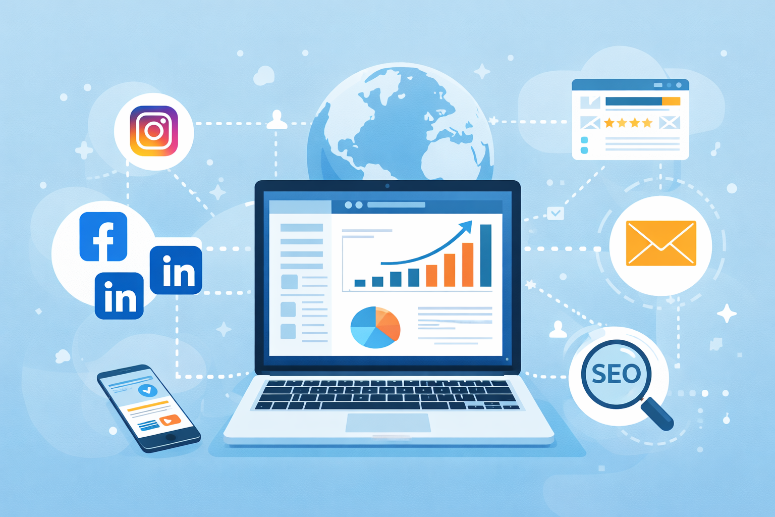 digital marketing tools, concept , seo skills , content