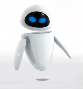 Futuristic EVE style white humanoid robot with sleek modern design