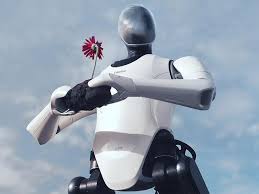 CyberOne humanoid robot holding a flower