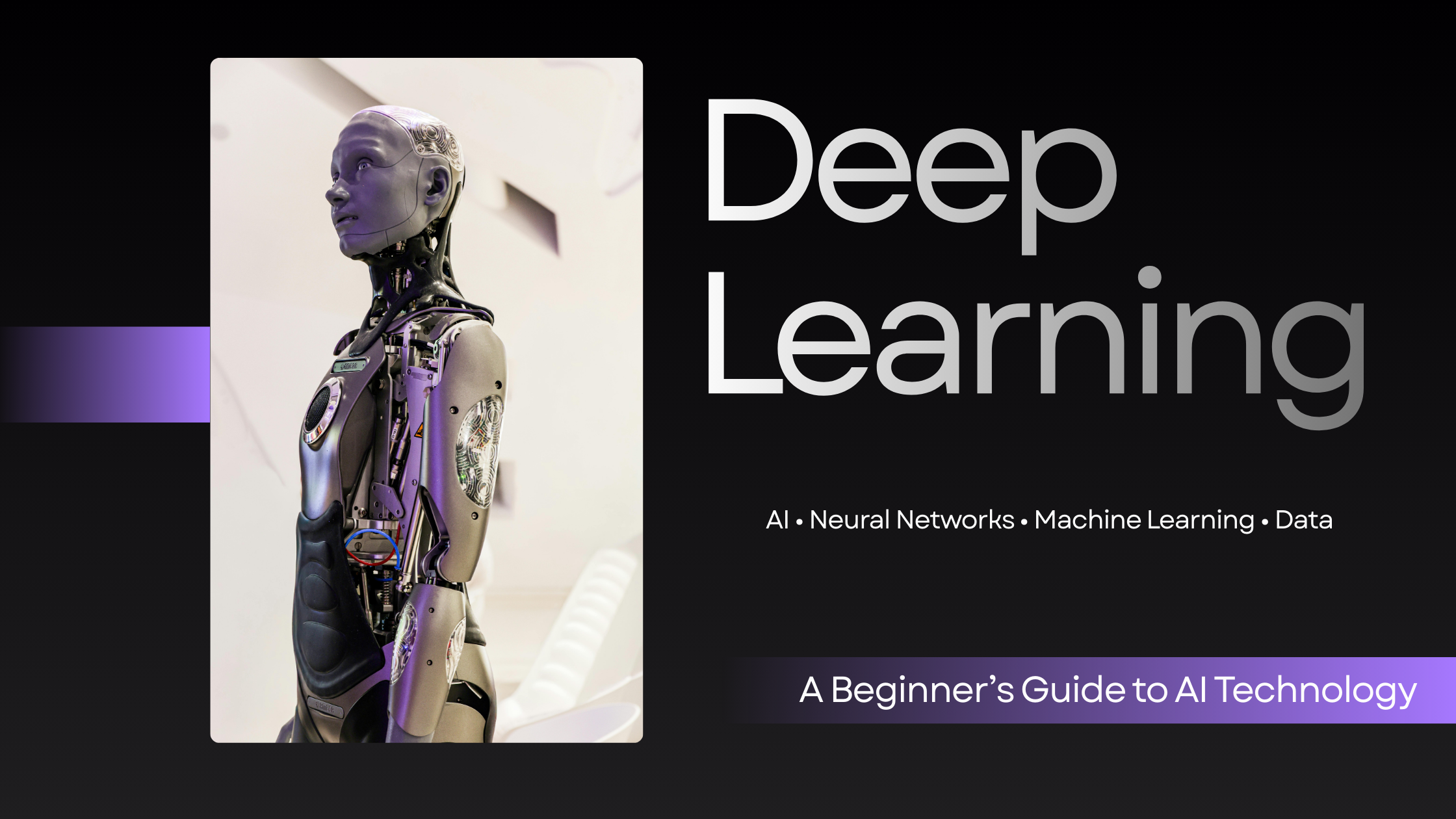What is deep learning concept showing AI robot and neural network technology