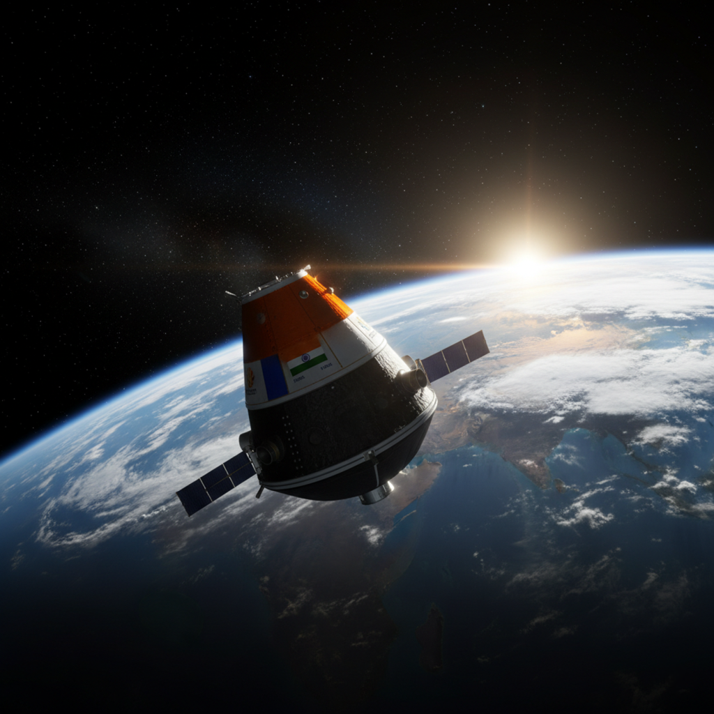  what is gaganyaan mission and crew module orbiting Earth