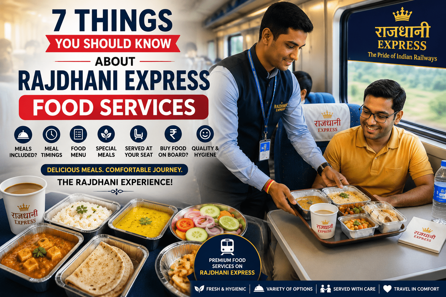Rajdhani Express Food Services featured image with onboard meal delivery to passengers
