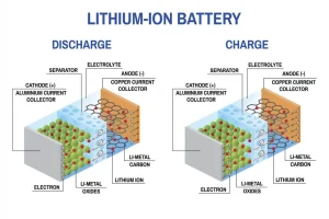 Rechargeable lithium batteries diagram in electric vehicles