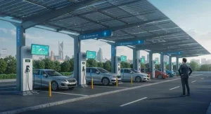 Electric vehicles charging with rechargeable batteries