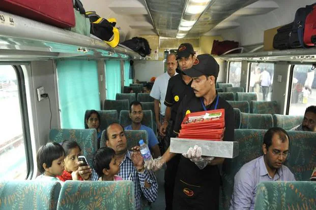 Food order in train delivery service at railway station