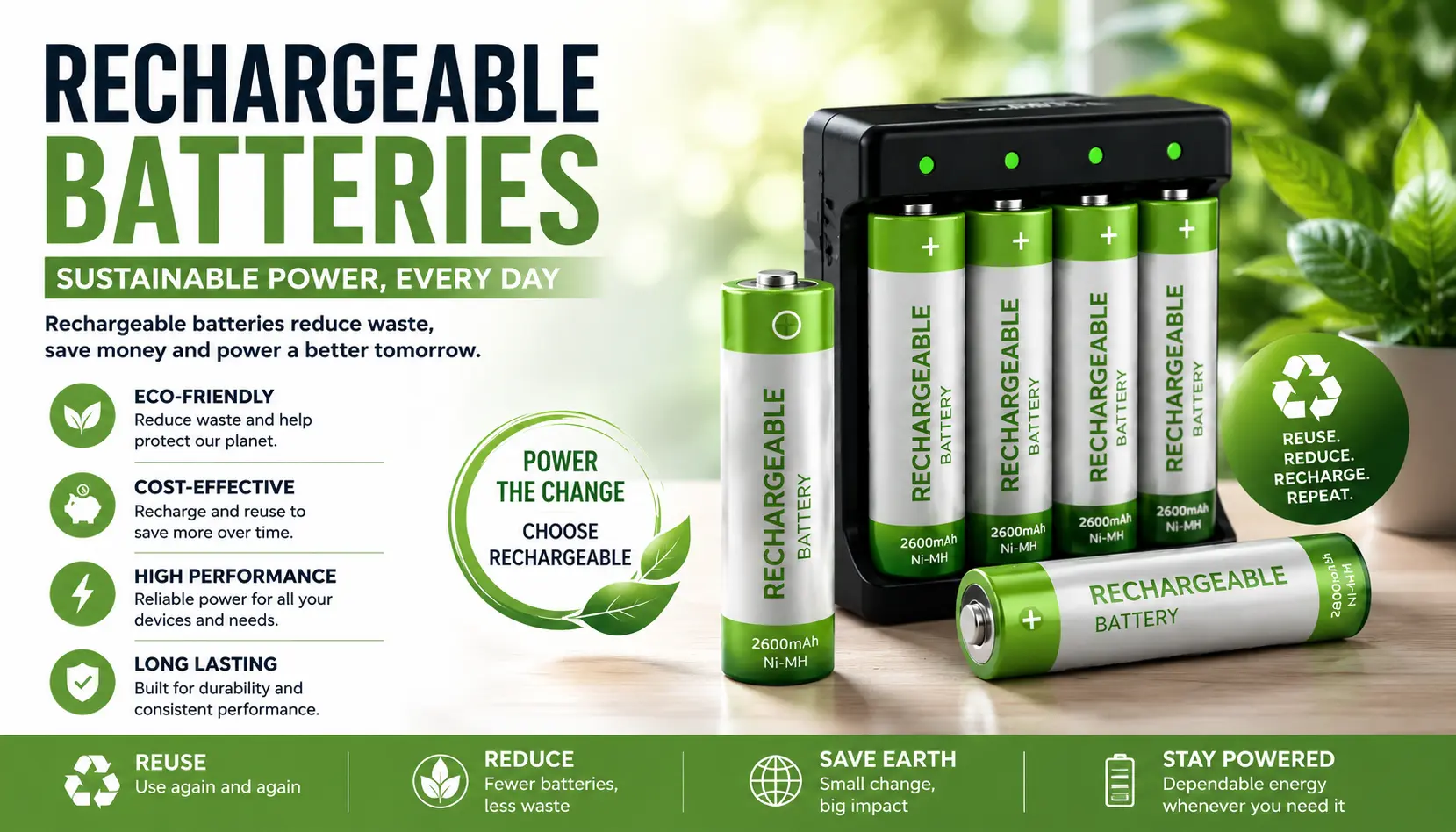 Rechargeable batteries & AA batteries the Smartest Energy Choice banner