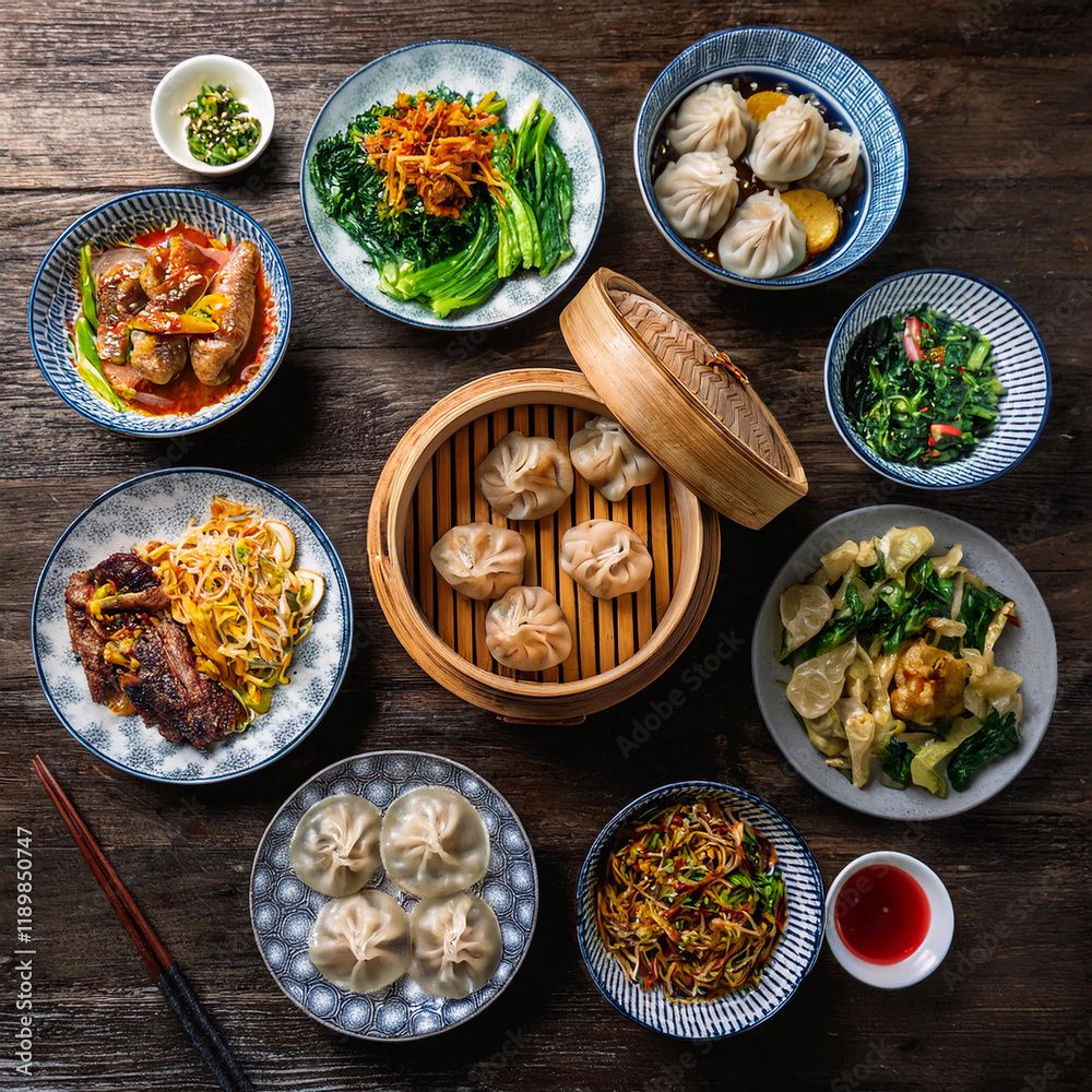 Assorted Chinese Cuisine elegantly arranged on a dining table