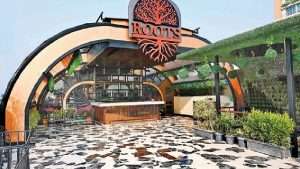 Roots, Chowringhee rooftop restaurant, with a stylish ambience and city views.