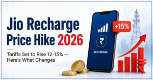 io recharge price hike 2026 concept image showing smartphone with rising price graph