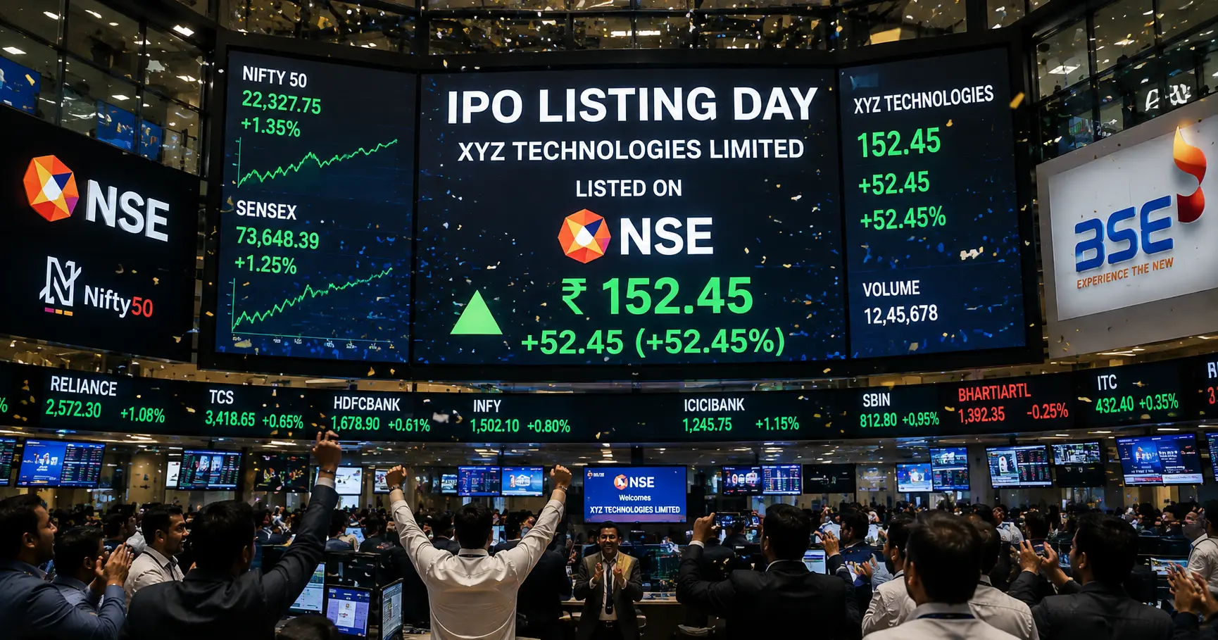 IPO-listing-day-on-stock-exchange