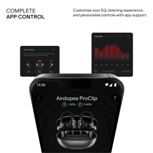 boAt Hearables app showing EQ, equaliser and touch controls for Airdopes ProClip
