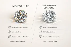 Moissanite vs Lab Grown Diamond Jewelry