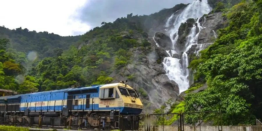 For reaching cabo de rama beach going throw by Madgaon Junction surrounded by lush green forest and rocky landscape and waterfall