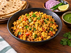 Paneer bhurji, a protein-rich Indian food option for a healthy meal.