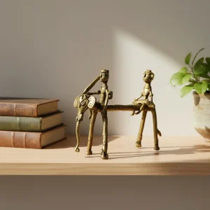 Traditional-Dokra- brass-figurine- displayed-as- handmade-Indian- home-decor