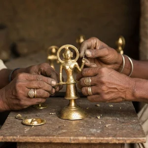 Dokra-art-of-India-creating-a- traditional-brass- metal-sculpture