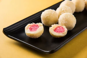 Bengali-sweets- Kheer-Kadam-with- creamy-milk-filling