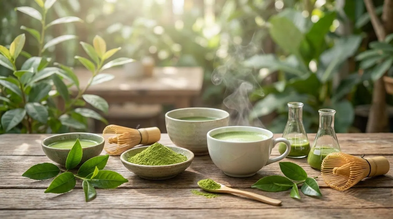 Matcha-green-tea- in-a-ceramic-bowl- with-matcha- powder-a-bamboo- whisk-and-fresh- green-tea-leavesMatcha-green-tea- in-a-ceramic-bowl- with-matcha- powder-a-bamboo- whisk-and-fresh- green-tea-leaves