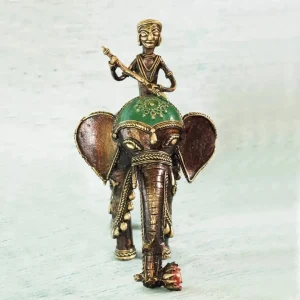 Handmade-brass-horse-elephant-and-tribal- musician-figurines